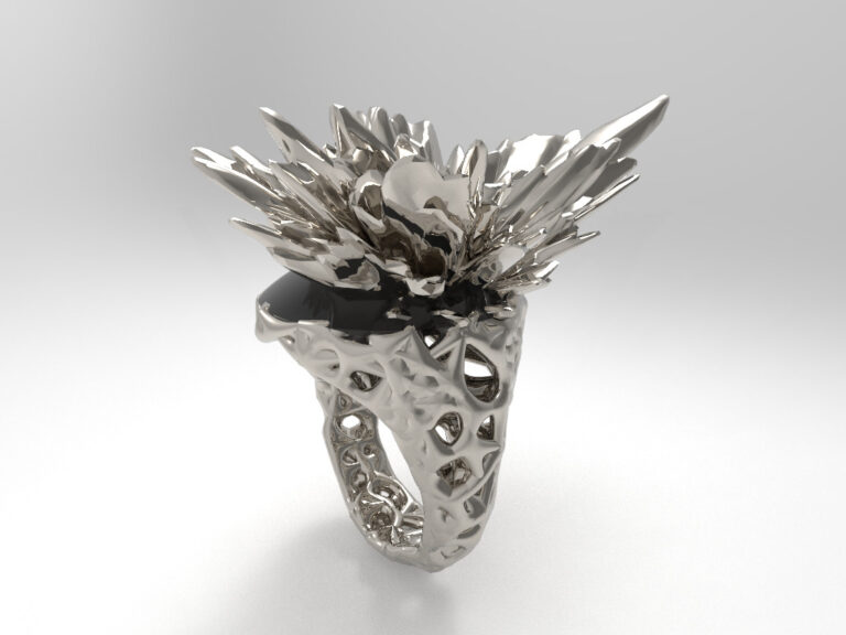 Fractal ring – bague génératif imprimé en 3D, vue 1 / generative 3D-printed ring