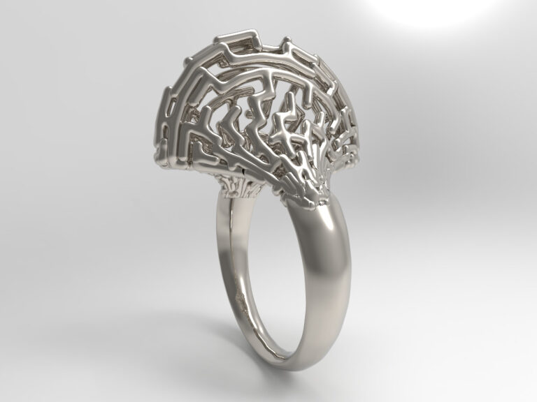 Maze ring – bague génératif imprimé en 3D, vue 1 / generative 3D-printed ring