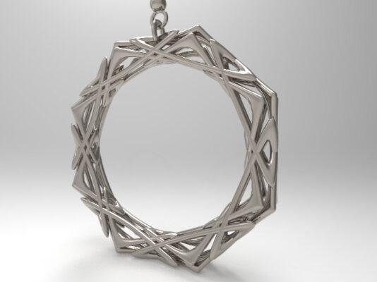 Hoop Earring – boucle d'oreille génératif imprimé en 3D, vue 1 / generative 3D-printed earring