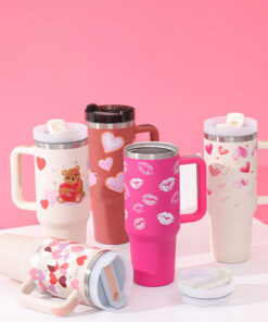 Tumbler isolé 40 oz avec poignée et paille – Image 3