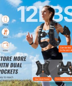 Gilet lesté réglable 12 lb avec bandes réfléchissantes – Image 4