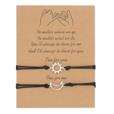 Bracelets Couple Soleil et Lune Tressés à la Main - Ensemble 2 pcs BR20Y0263