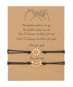 Bracelets Couple Soleil et Lune Tressés à la Main - Ensemble 2 pcs BR20Y0263-1