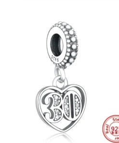 Breloque Chiffre en Argent Sterling pour Bracelet Pandora - Cadeau Femme