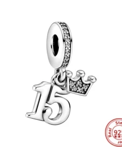 Pendentif perle famille chiot en argent sterling 925 compatible Pandora