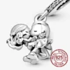 Pendentif perle famille chiot en argent sterling 925 compatible Pandora
