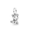 Pendentif perle famille chiot en argent sterling 925 compatible Pandora