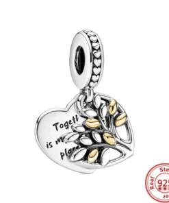Pendentif perle famille chiot en argent sterling 925 compatible Pandora