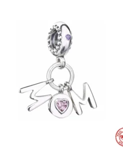 Pendentif perle famille chiot en argent sterling 925 compatible Pandora