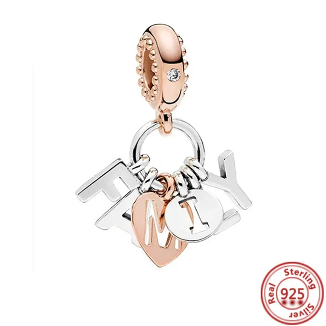 Pendentif perle famille chiot en argent sterling 925 compatible Pandora