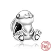 Pendentif perle famille chiot en argent sterling 925 compatible Pandora
