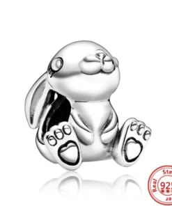 Pendentif perle famille chiot en argent sterling 925 compatible Pandora