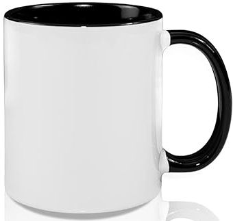 Alternative view of 15 once  mugs, inner color, BLACK, and handle