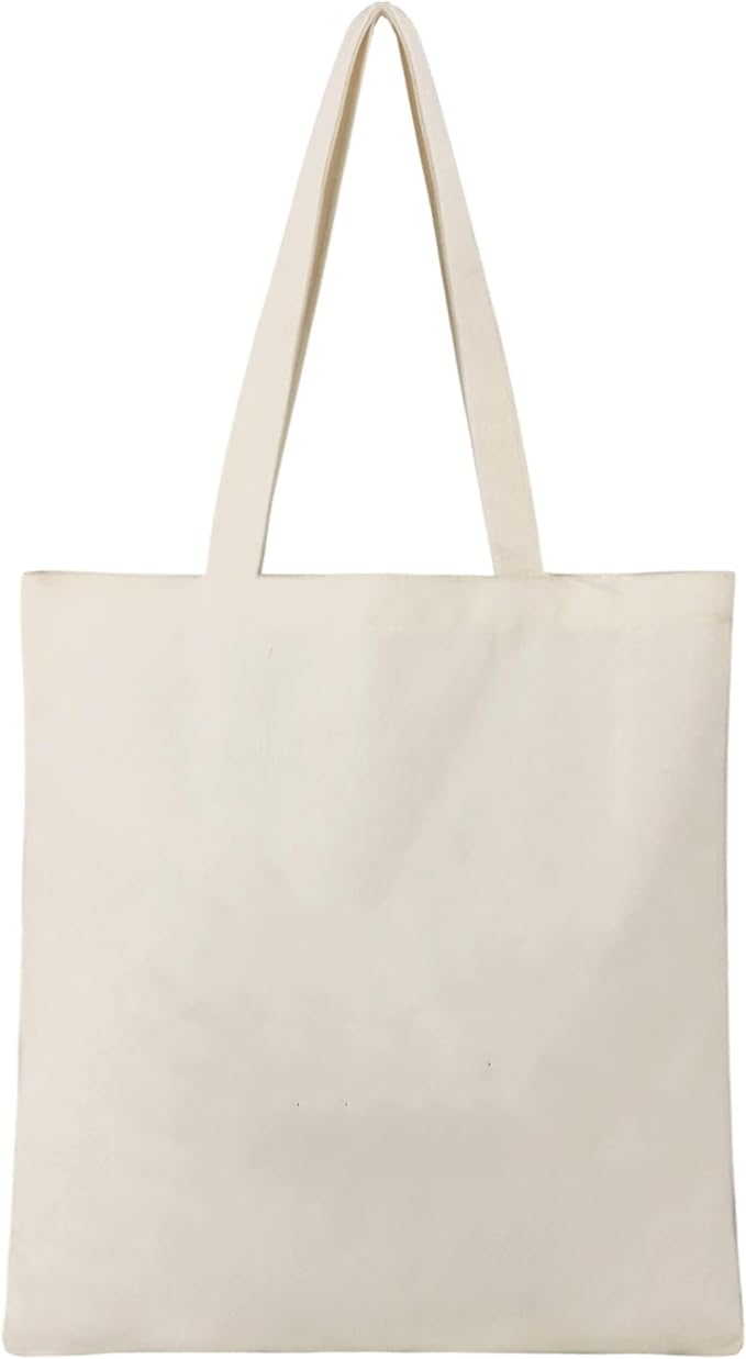 Tote Bag, Natural Color Canvas Reusable Bag with Handle,Foldable Grocery Shopping Bag - Image 3