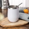 Wine Tumbler, 12oz White Stainless Steel