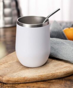 Wine Tumbler, 12oz White Stainless Steel