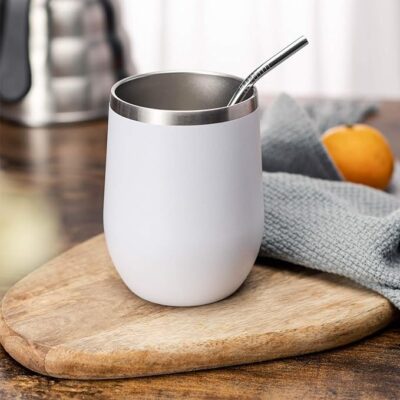 Wine Tumbler, 12oz White Stainless Steel
