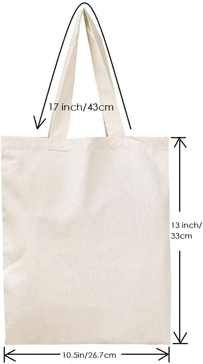 Tote Bag, Natural Color Canvas Reusable Bag with Handle,Foldable Grocery Shopping Bag - Image 4