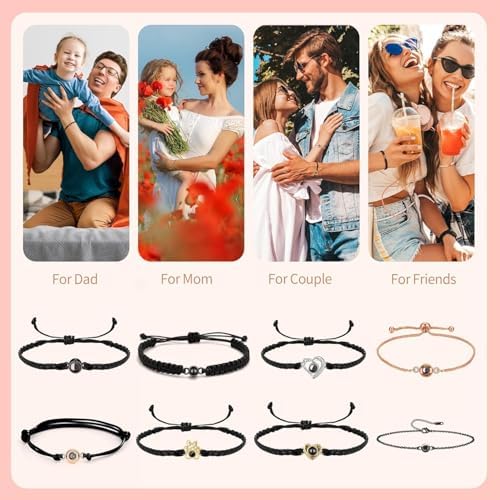Personalized Photo Projection Bracelets, Customized Memorial Gifts for Women, Men, Family, Couple, Dog, Perfect for Mother's Day, Birthday, Christmas(style5-rosegold) Amazon.ca: Clothing, Shoes & Accessories - Image 6