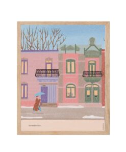 Affiche illustrée Montréal en mars – Décoration urbaine poétique Québec