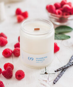 Bougie framboise & vanille – Parfum doux et sucré Québec