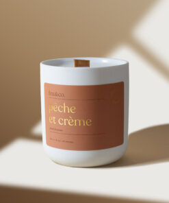 Bougie de soya Pêche & crème – Parfum doux et sucré Québec