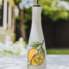 Bouteille d’huile citron peinte à la main – Cadeau estival Québec