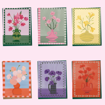 Ensemble de 6 cartes de souhaits illustrées florales – Lili Graffiti