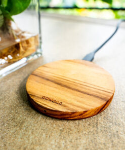 Chargeur sans fil en bois naturel, cadeau personnalisé