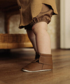 Pantoufles en cuir souple pour bébé – Cadeau shower Québec