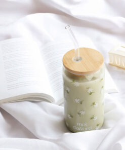 Tumbler en verre avec petites fleurs – Cadeau délicat Québec
